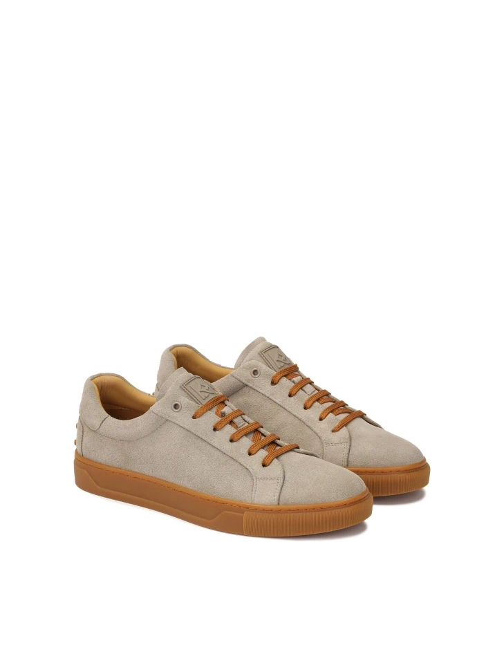 Kazar Taupe Suede Sneakers With Brown Accessories