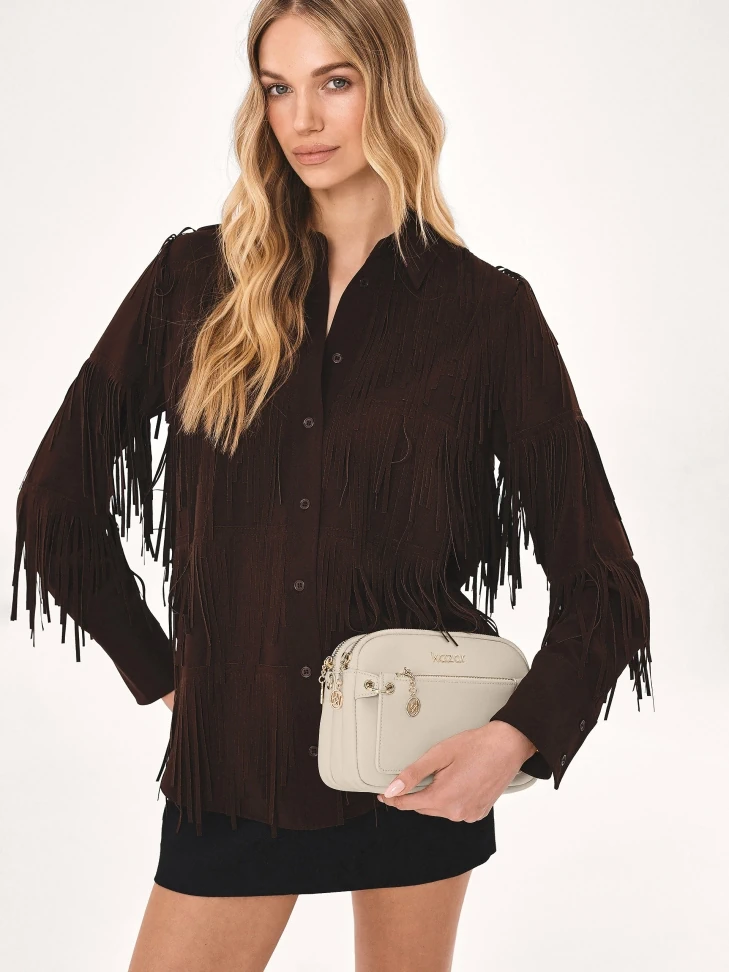 Kazar Three-compartment Cream Belt Handbag