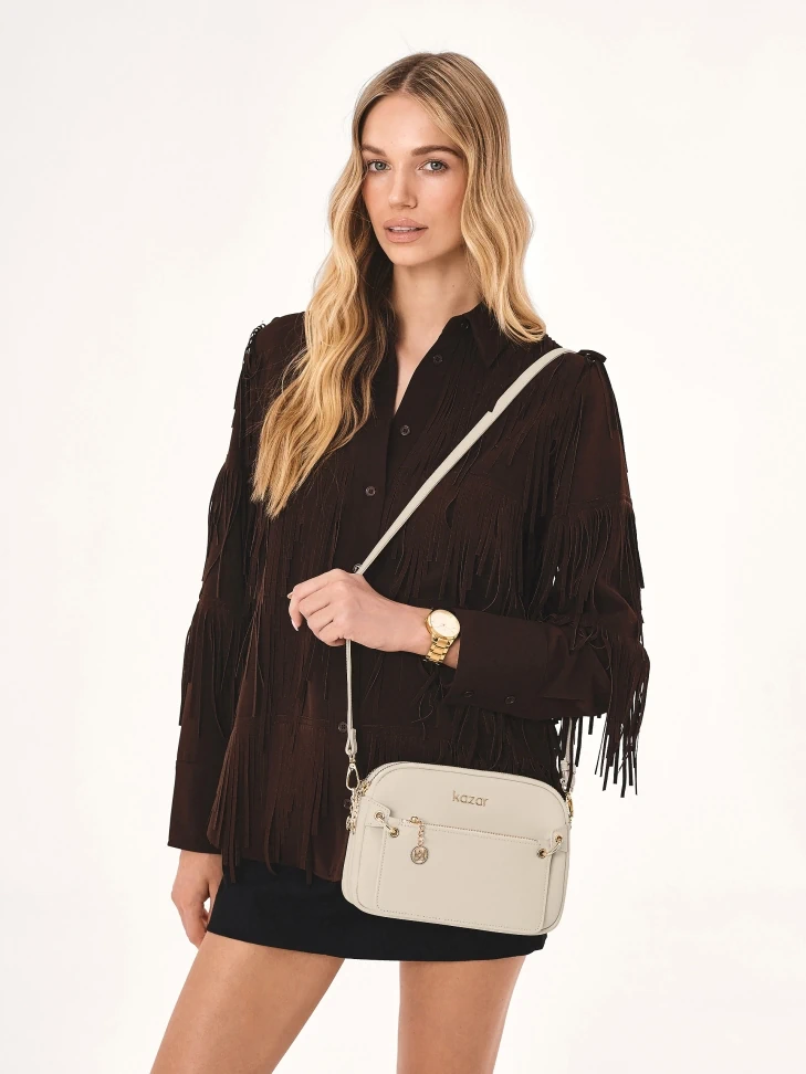 Kazar Three-compartment Cream Belt Handbag