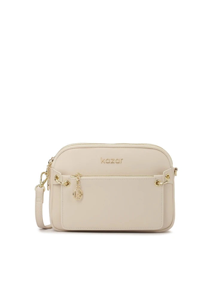kazar Three-compartment cream belt handbag
