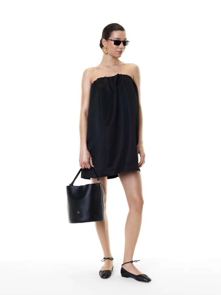 Kazar Tiered Black Leather Ballerinas