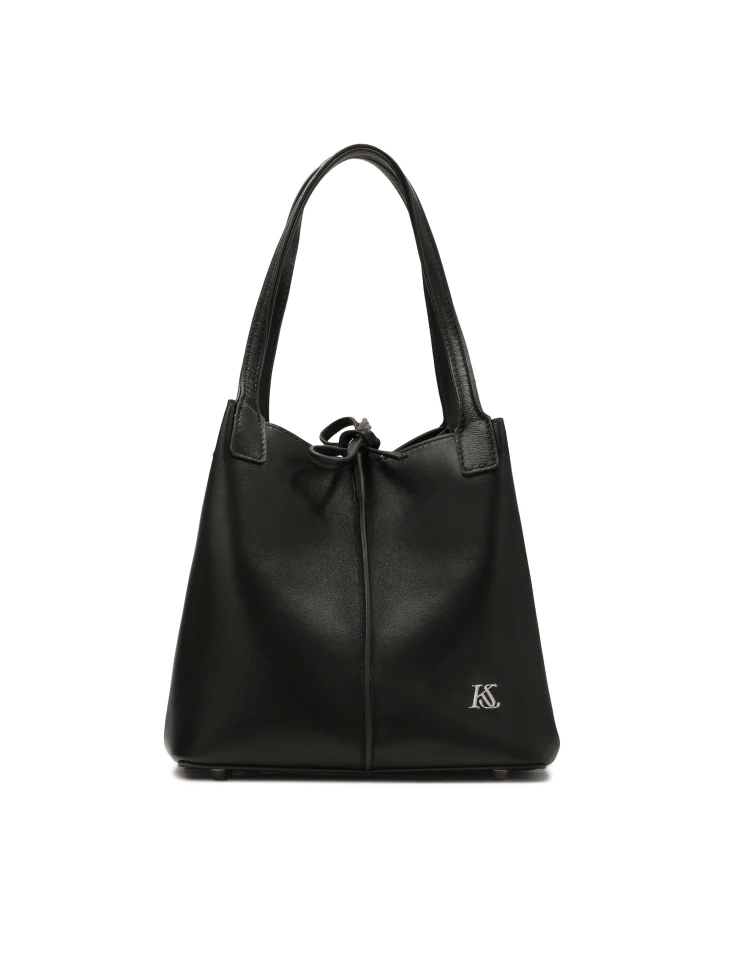 kazar Tiered black soft leather handbag