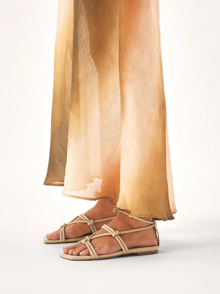 Kazar Tiered Flat Sandals In Full Grain Leather