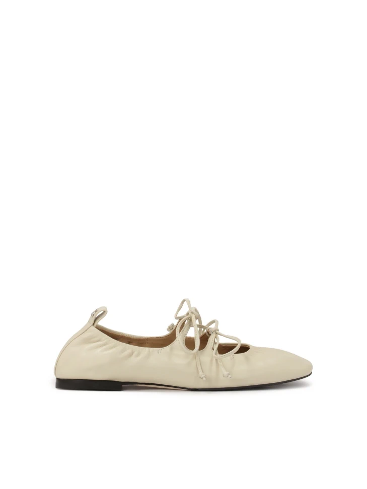 kazar Tiered off white soft leather ballerinas