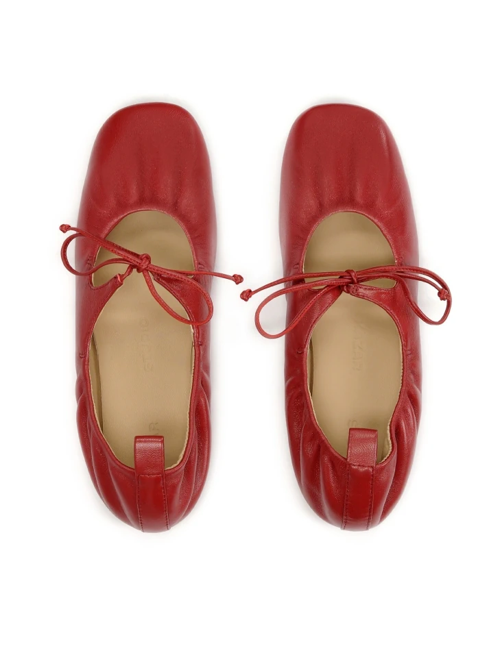 Kazar Tiered Red Ballerinas On A Leather Sole
