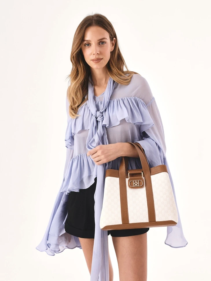 Kazar Two-color Handbag With Hand Grips