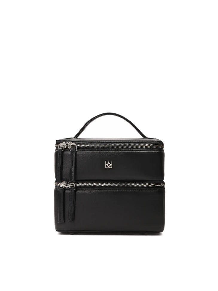 kazar Two-tier rigid leather cosmetic bag