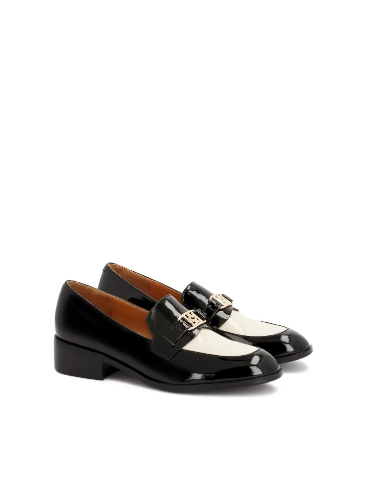 Kazar Two-tone Patent Leather Flat Shoes