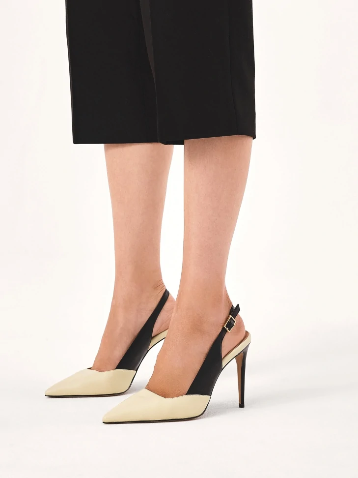 Kazar Two-tone Stiletto Pumps With An Open Heel