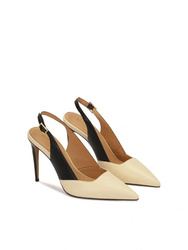 Kazar Two-tone Stiletto Pumps With An Open Heel
