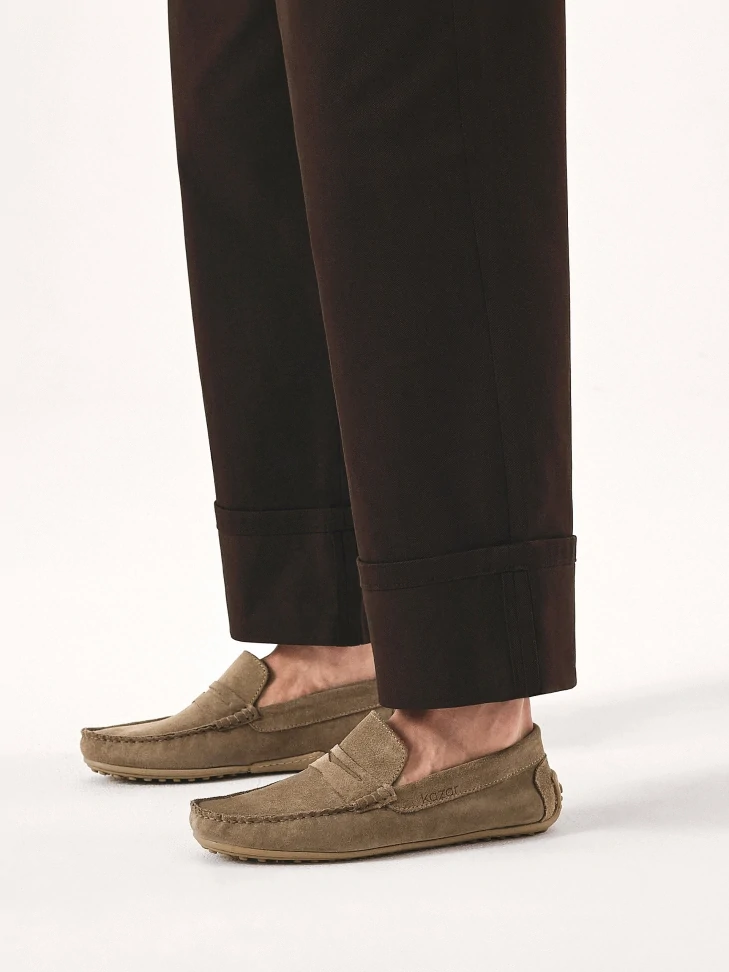Kazar U-stitched Suede Moccasins
