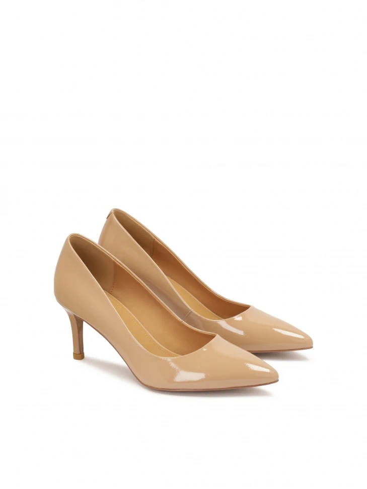Kazar Versatile Beige Patent Leather Pumps