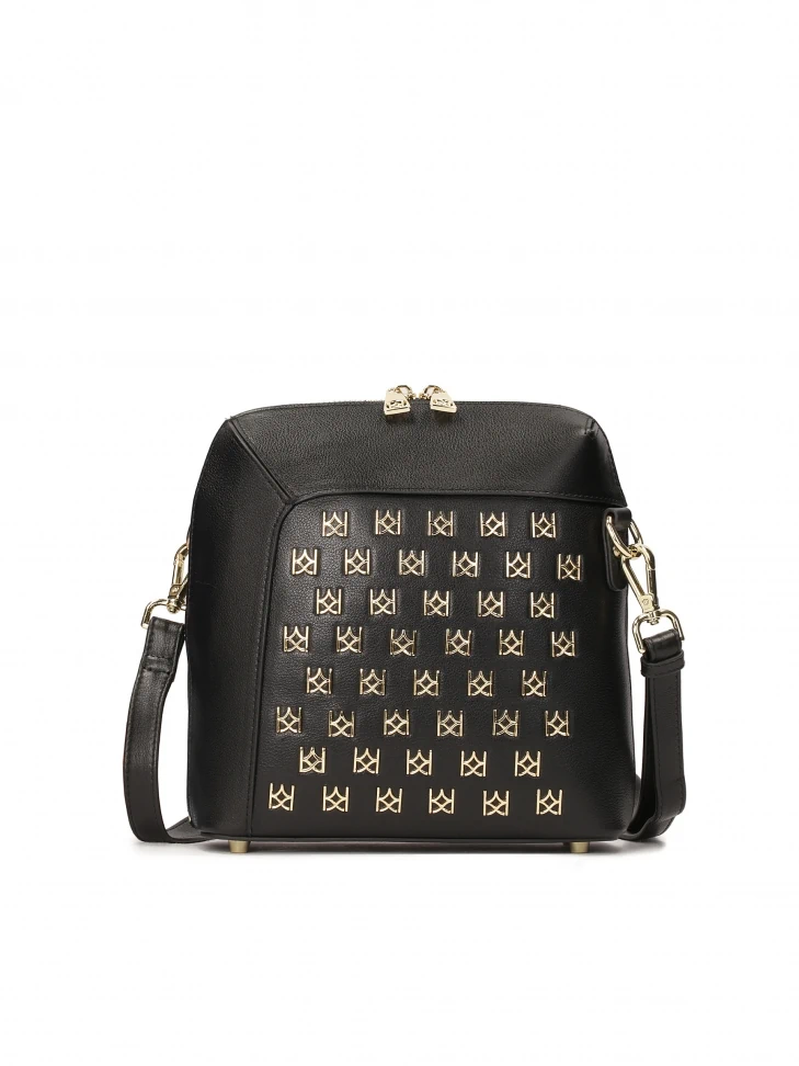 kazar Versatile black handbag with metal monograms