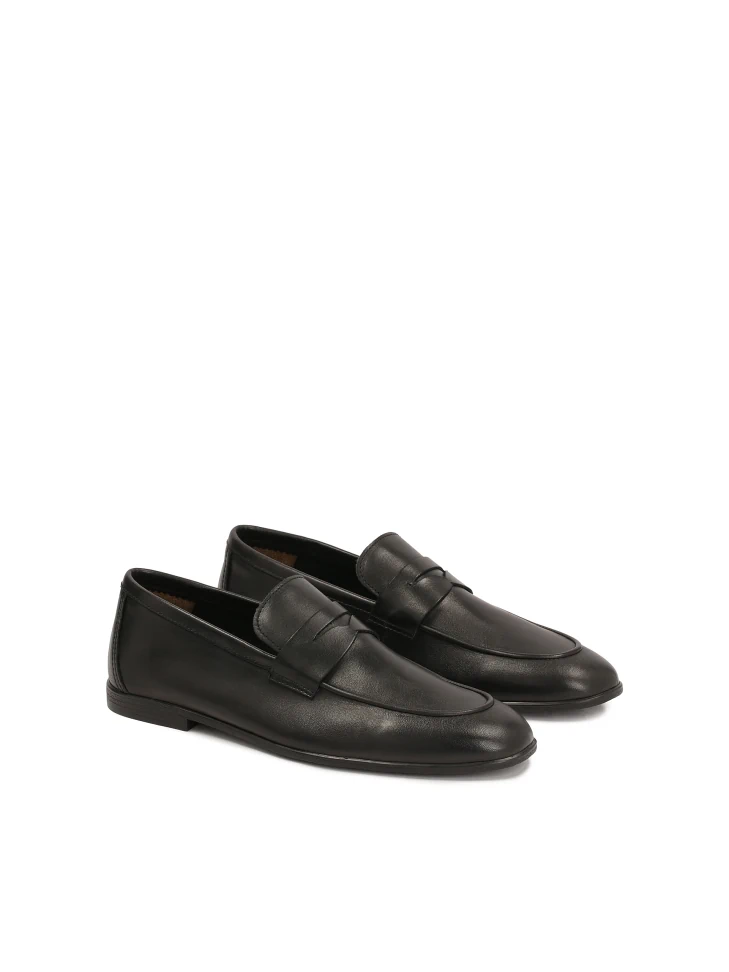 Kazar Versatile Black Leather Loafers