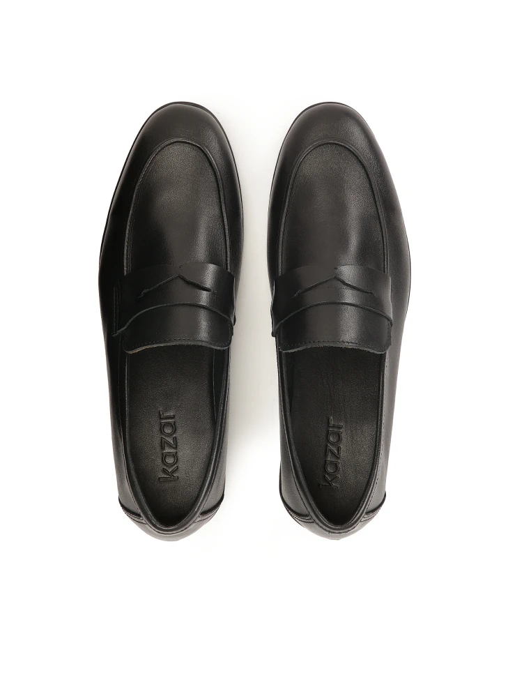 Kazar Versatile Black Leather Loafers