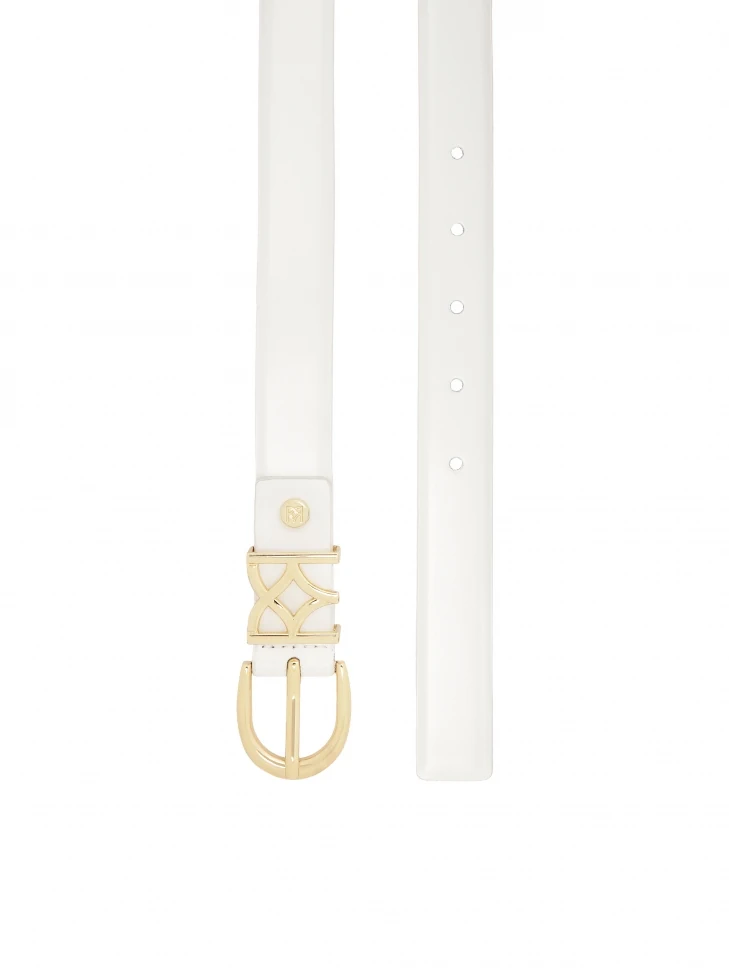 Kazar White Belt With Monogram Buckle
