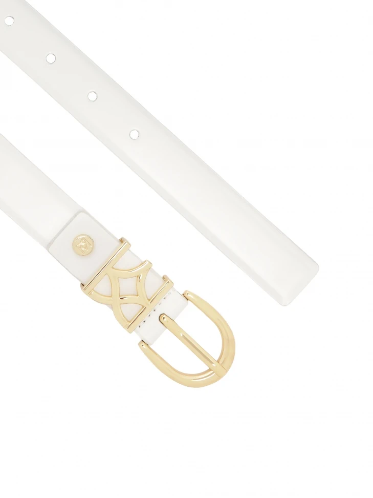 Kazar White Belt With Monogram Buckle