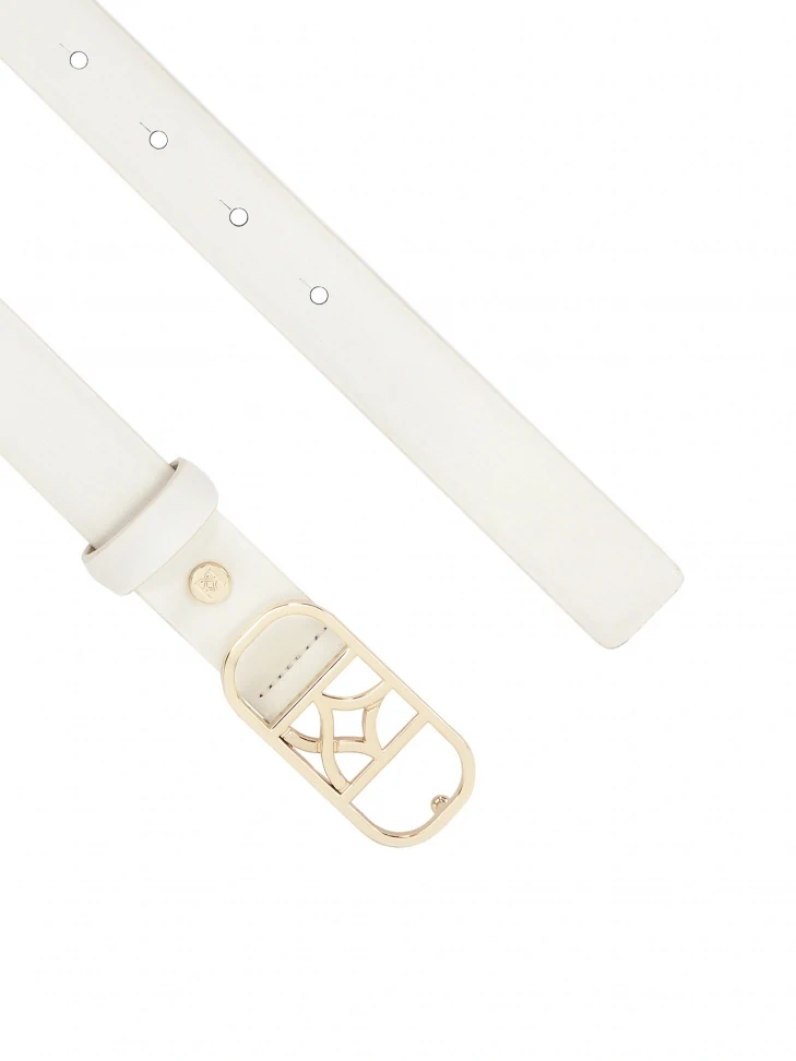 Kazar White Belt With Original Gold Buckle