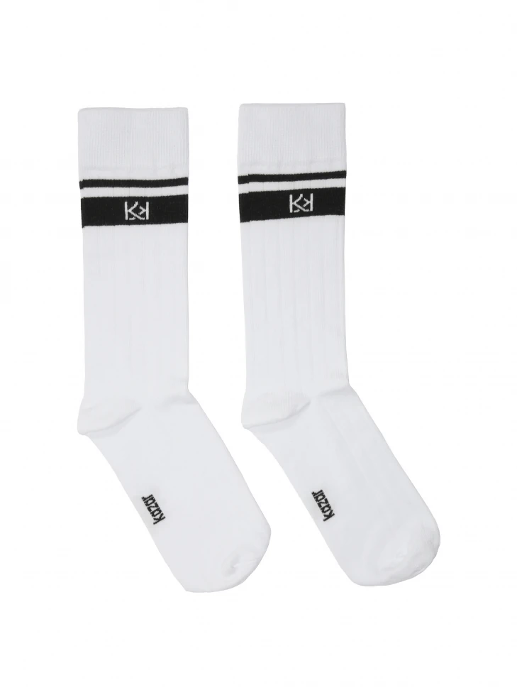 Kazar White Cotton Men's Socks
