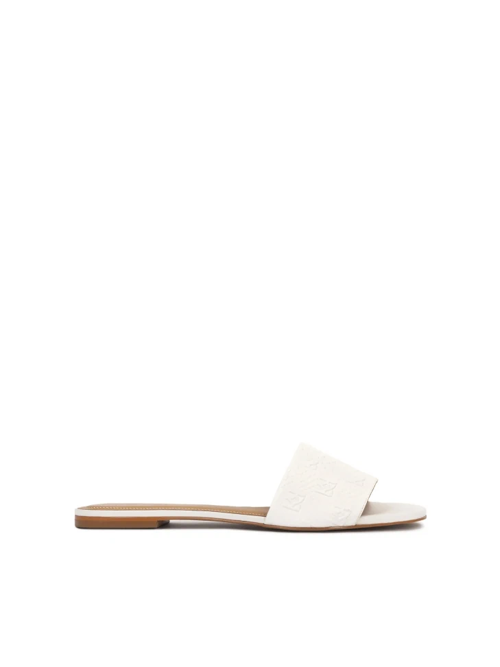 kazar White embossed leather flat slides