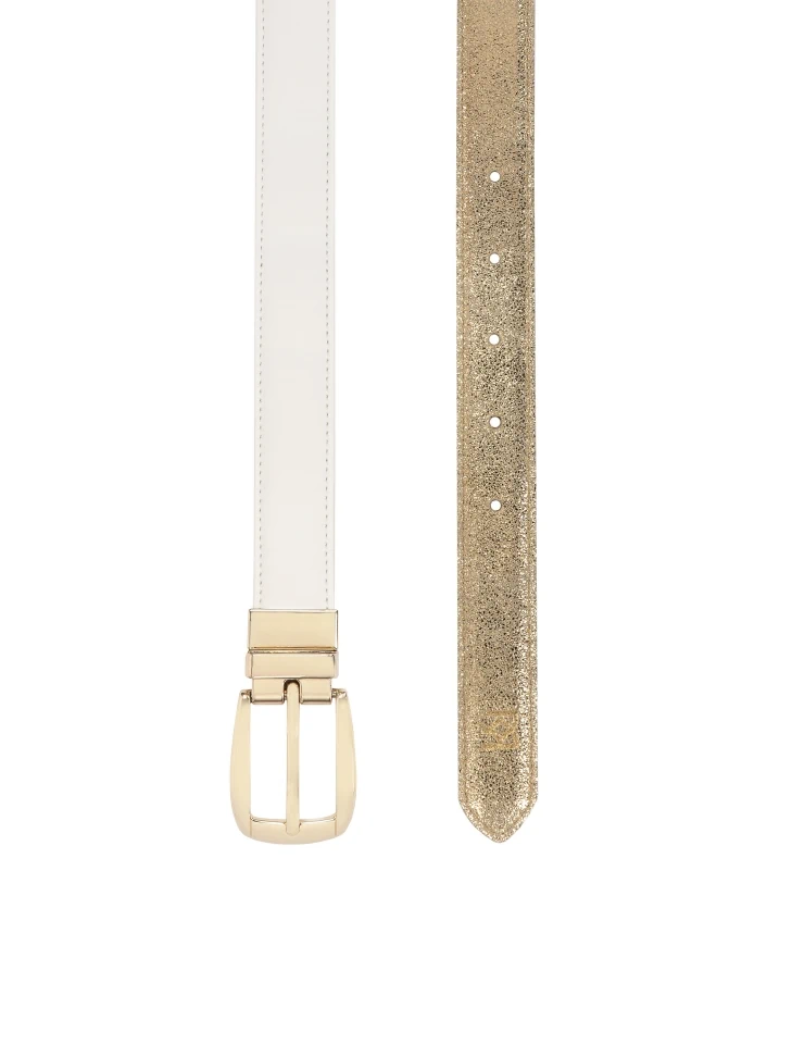 Kazar White-gold Belt With A Rotating Buckle