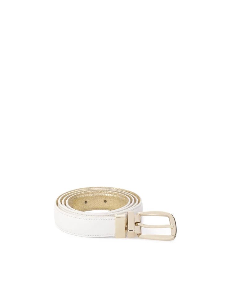 Kazar White-gold Belt With A Rotating Buckle