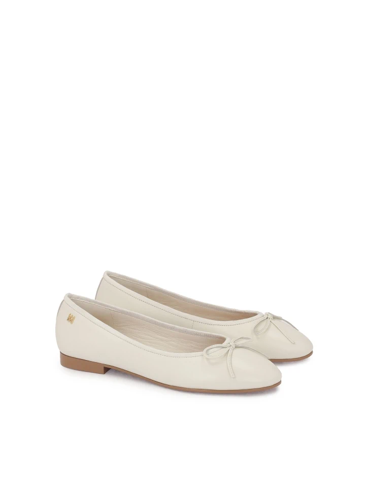 Kazar White Leather Ballerinas On A Brown Sole