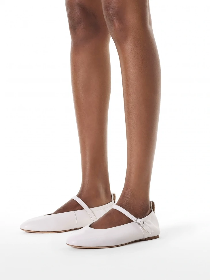Kazar White Leather Ballerinas With Strap
