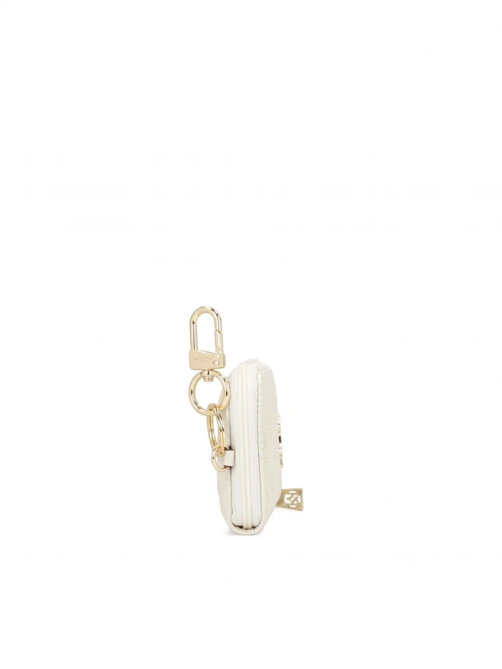 Kazar White Leather Card Case With Embossed Motif