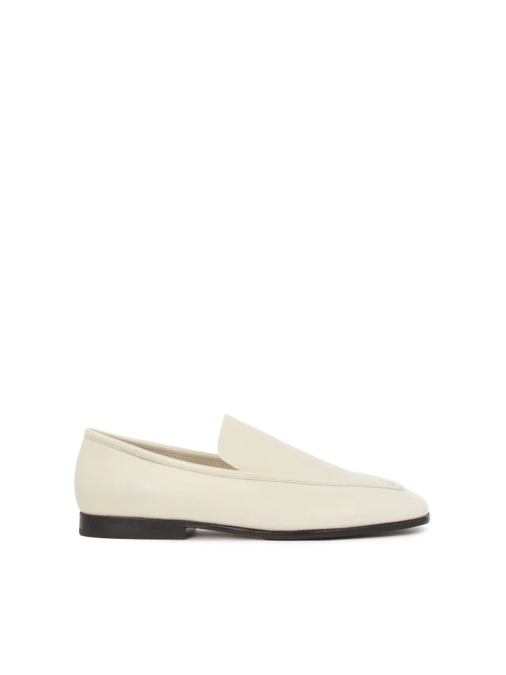 kazar White leather loafers with black sole