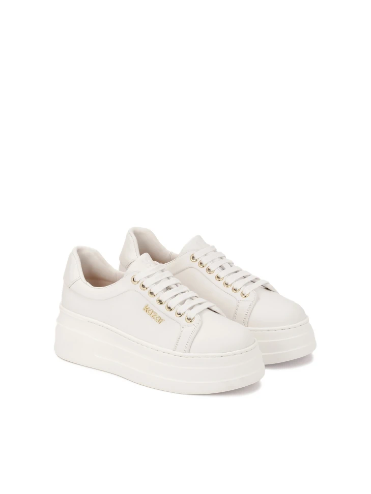 Kazar White Leather Sneakers On A Thick Sole