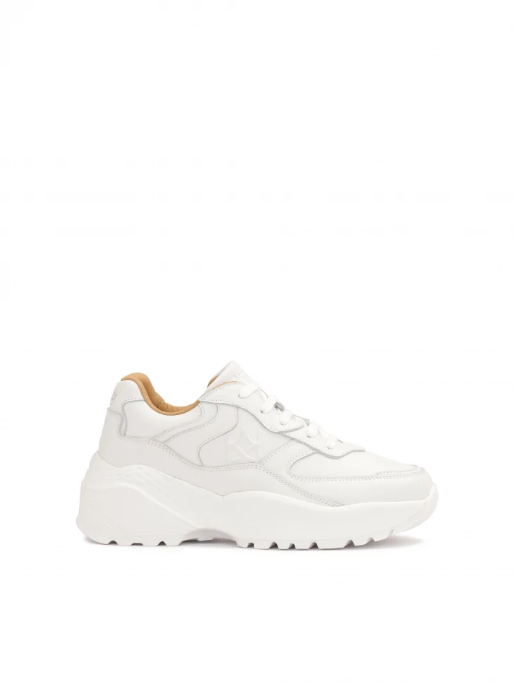 kazar White leather sneakers on a thick sole