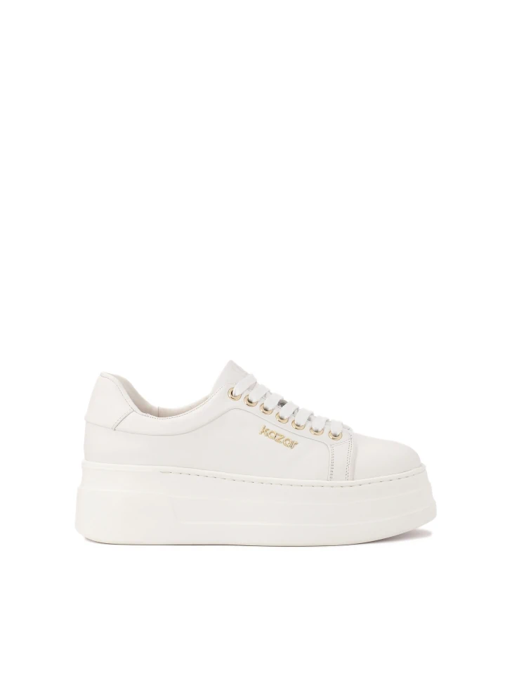 kazar White leather sneakers on a thick sole