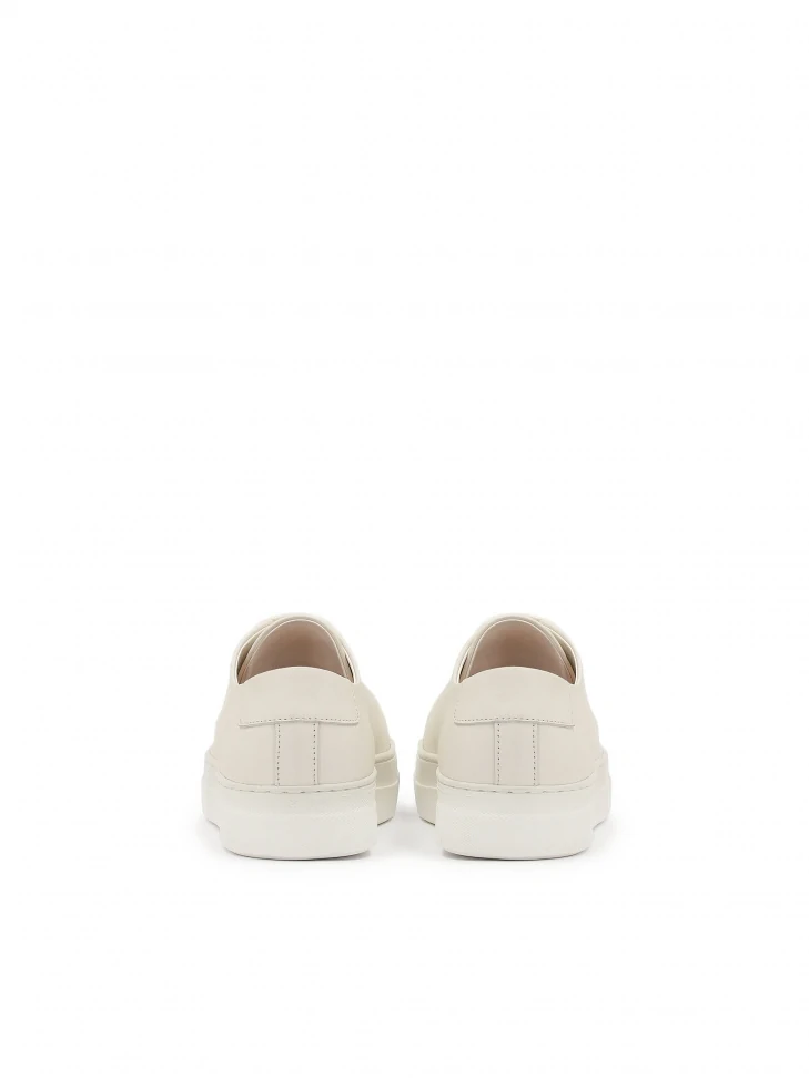 Kazar White Leather Sneakers With A Simple Upper