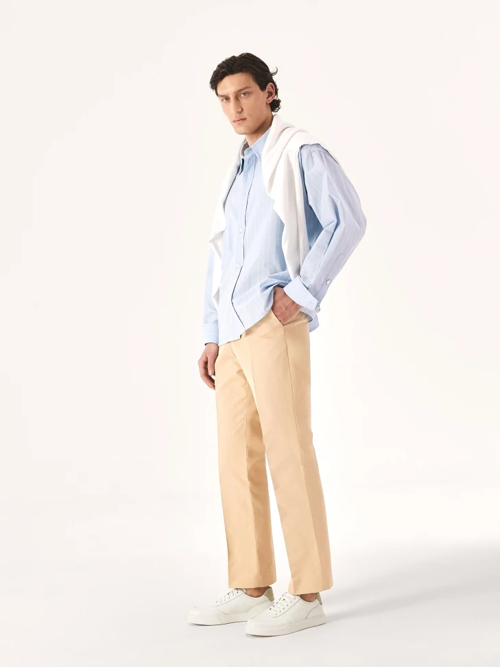 Kazar White Leather Sneakers With Beige Inset