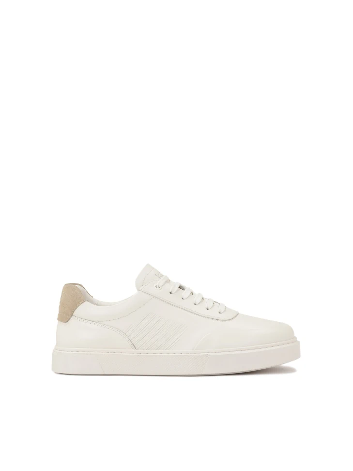 kazar White leather sneakers with beige inset