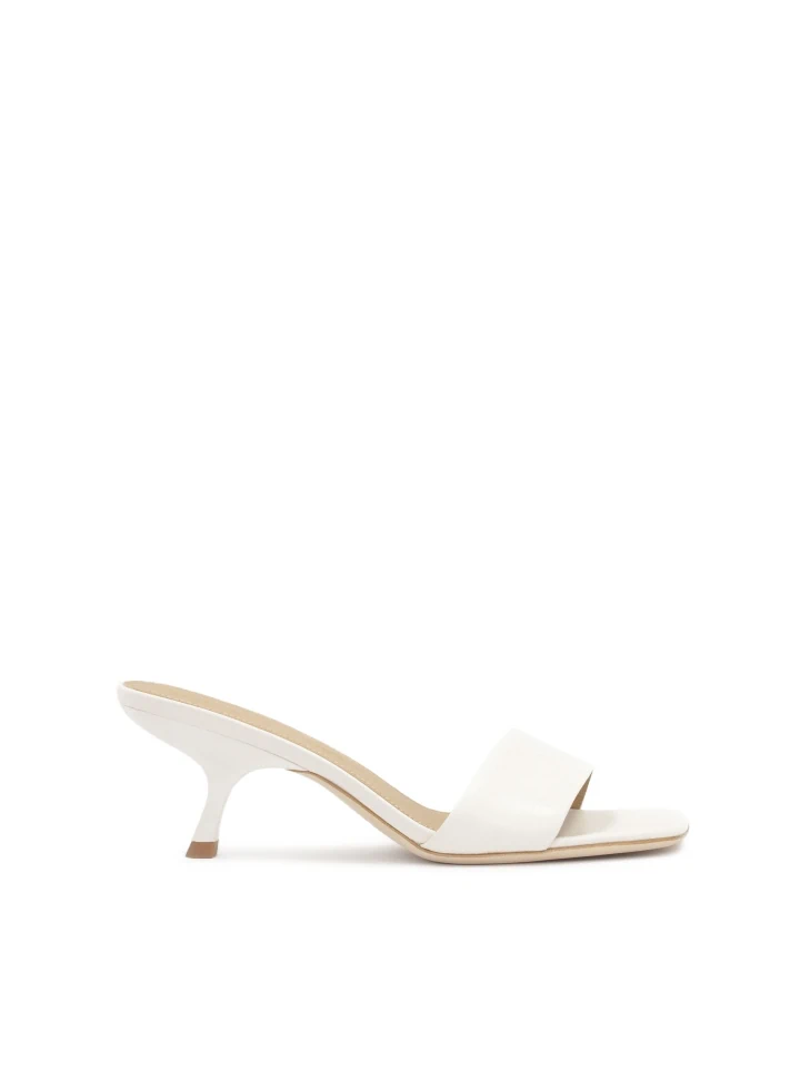 kazar White minimalist mules with fashionable heel