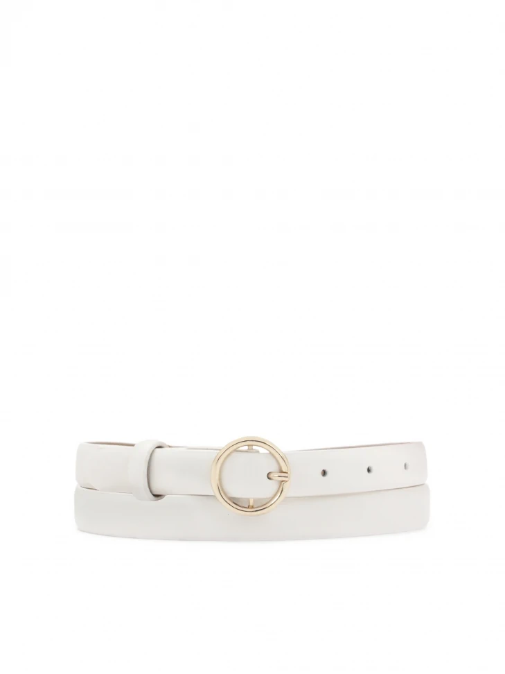 kazar White narrow belt with round buckle