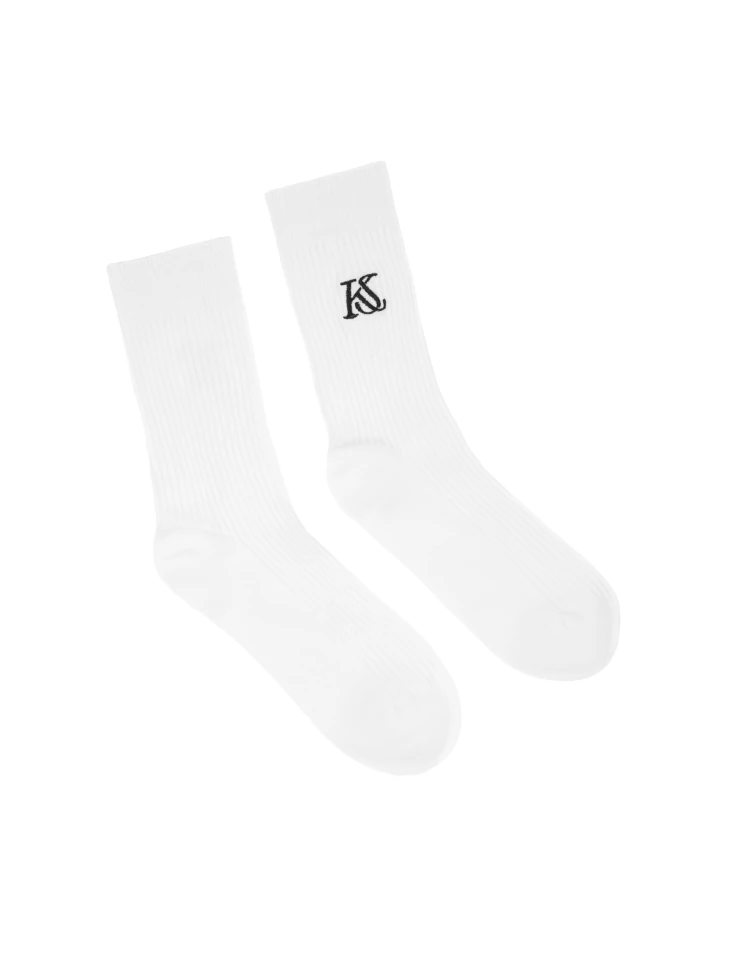 kazar White ribbed socks with KAZAR STUDIO logo