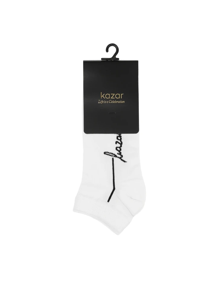 Kazar White Short Socks With Logo