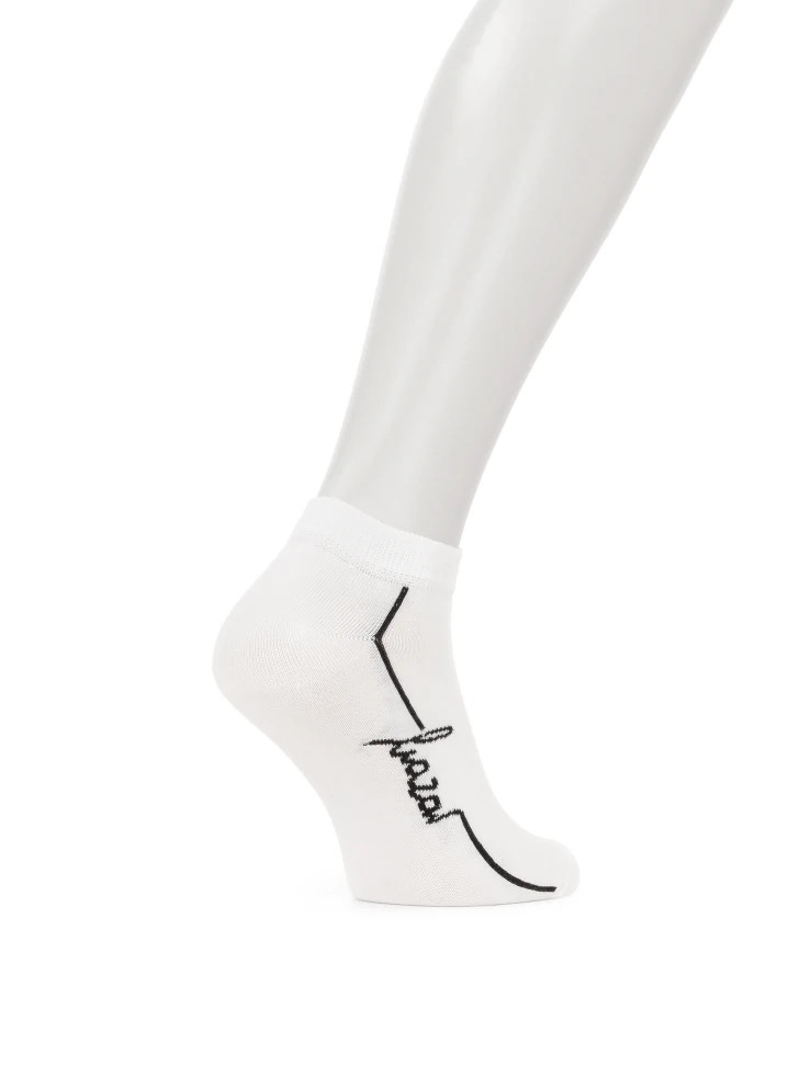 Kazar White Short Socks With Logo