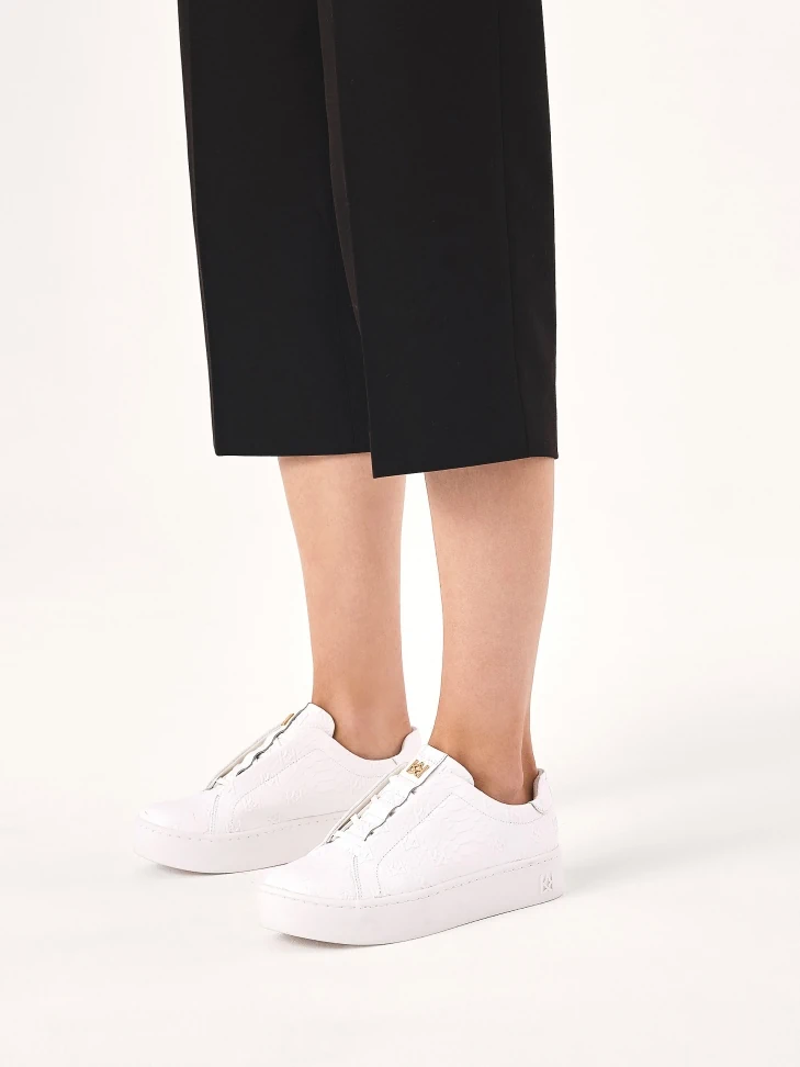 Kazar White Sneakers With Embossed KAZAR Monograms