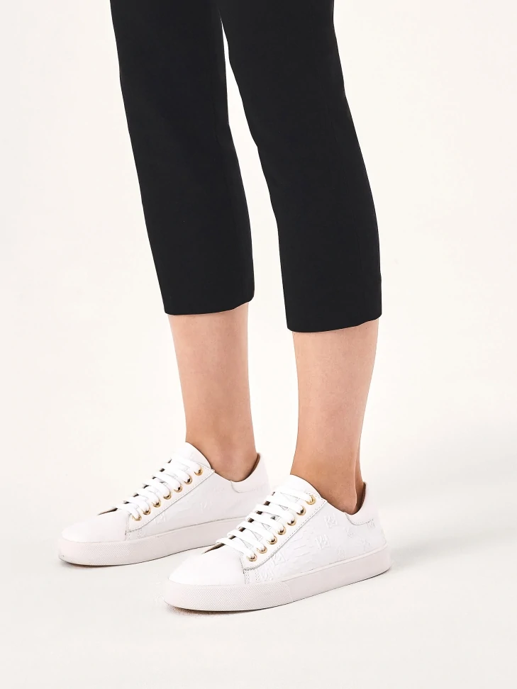 Kazar White Sneakers With Embossed Pattern