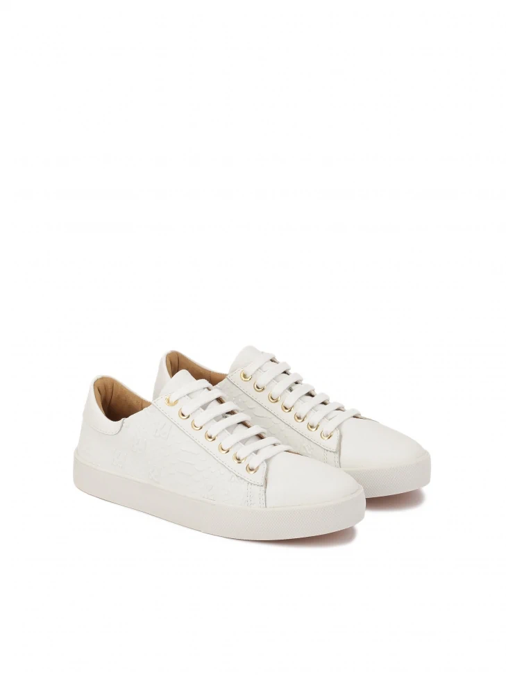 Kazar White Sneakers With Embossed Pattern