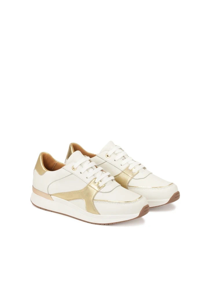 Kazar White Sneakers With Gold Insert