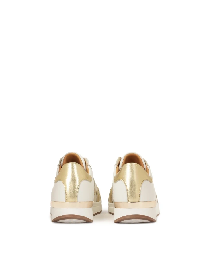 Kazar White Sneakers With Gold Insert
