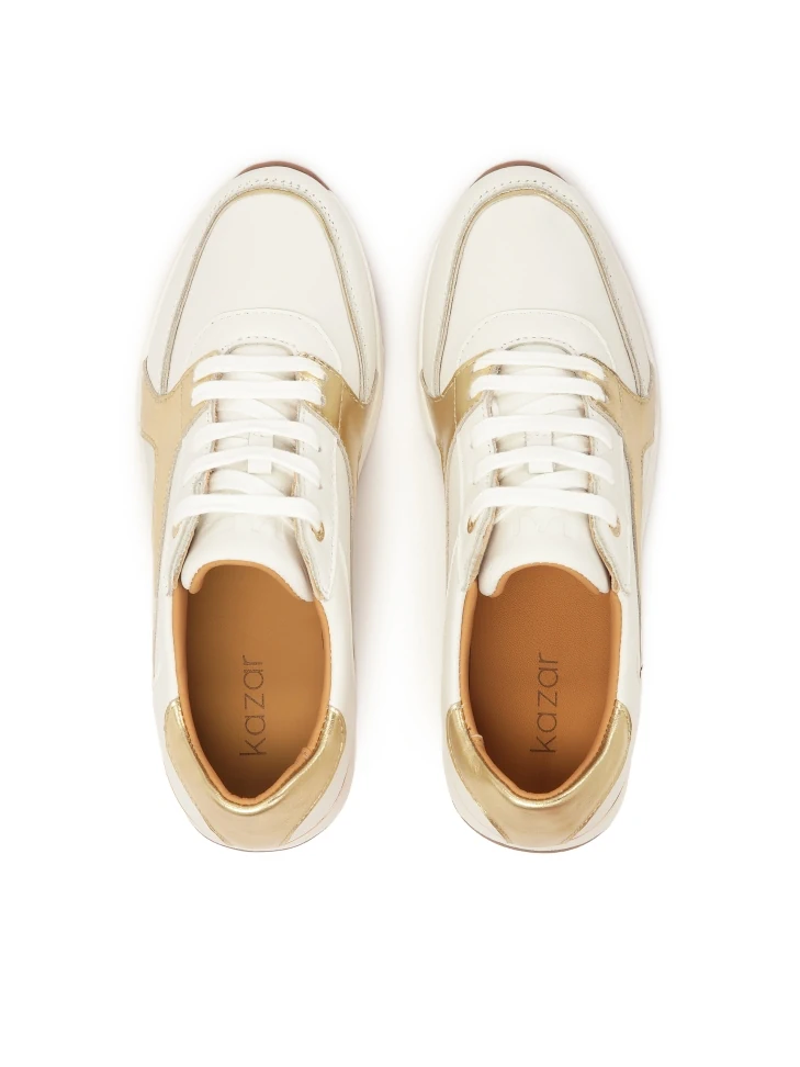 Kazar White Sneakers With Gold Insert