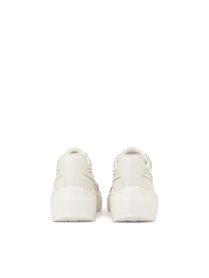 Kazar White Sneakers With Gold Trim