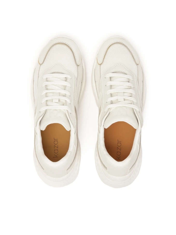Kazar White Sneakers With Gold Trim