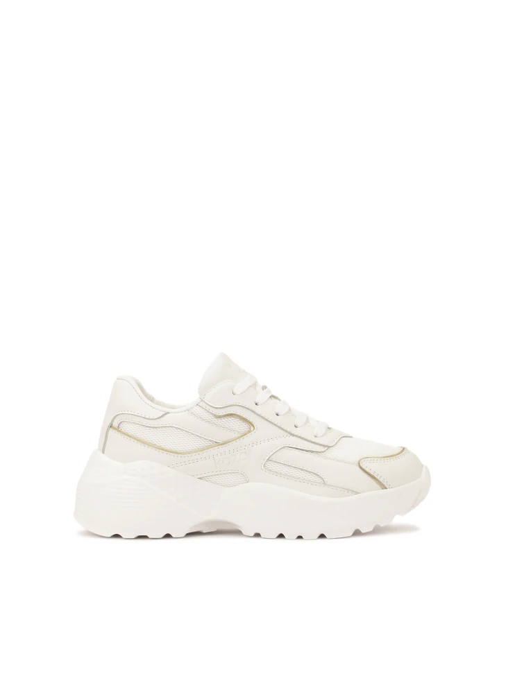 kazar White sneakers with gold trim